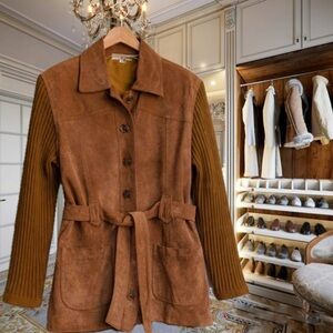 Vintage Wool & Vegan Suede Belted
Jacket